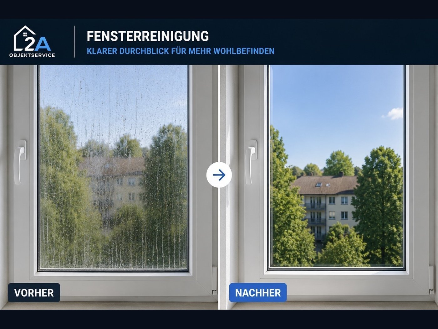 Fensterreinigung Essen – echtes Vorher-Nachher-Beispiel von 2A Objektservice